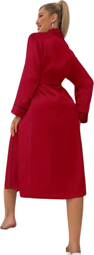 Bovista Satijnen Jurk - Slipdress - Pyama Dames - Badjas - Ochtendjas - Kimono - Erotisch - Kamerjas - Rood S