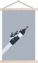 Support pour affiche avec affiche 60 x 90 cm - Affiche scolaire - Bouteille - Homme - Vintage - Affiche textile - Lattes vierges