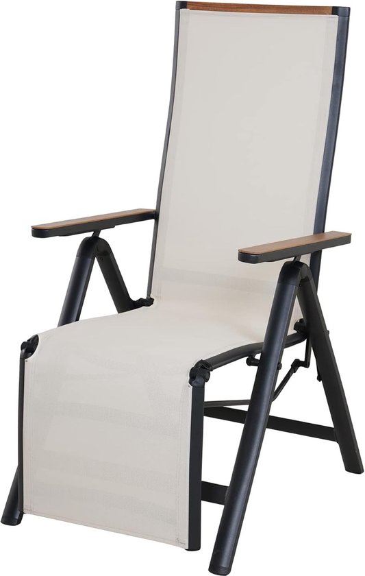 Casaria Gartenstuhl 2er Set Hochlehner 7fach Verstellbar Liegefunktion Alu Klappbar mit hoher Rückenlehne Fußteil Camping Campingstuhl Klappstuhl Grau