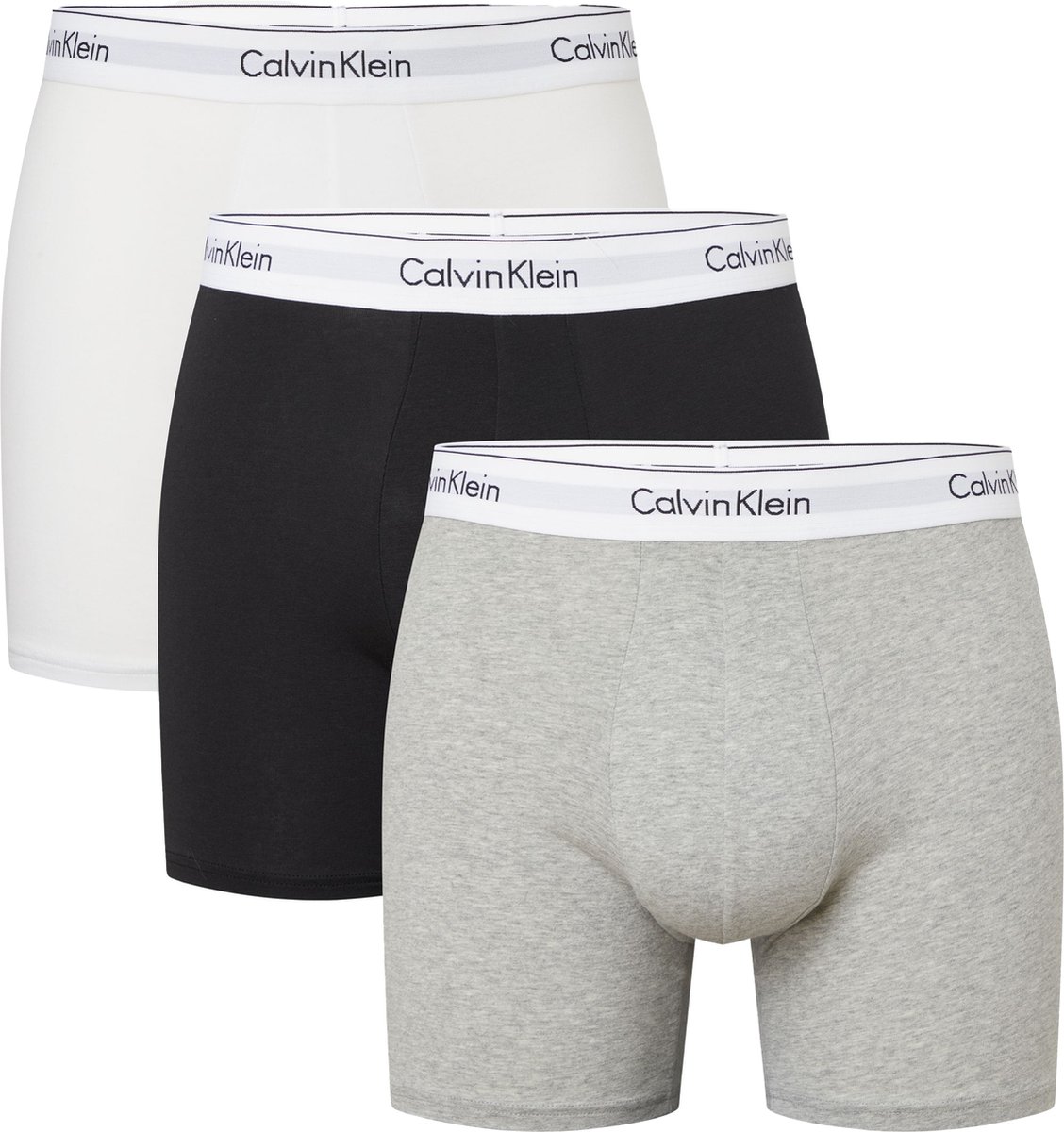 Calvin Klein Boxer Briefs (3-pack) - heren boxers extra lang - zwart - grijs - wit