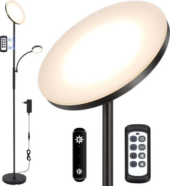 NoaLED x - Vloerlamp - zwart - Afstandsbediening - Ovaal - Led Lamp - Staande lampen - RGB lamp- Zwart