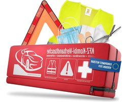 Autoveiligheidstas, 3-in-1, volgens de huidige norm, met gevarendriehoek, veiligheidsvest en verbanddoos, set, DIN 13164:2022, conform het Duitse verkeersreglement