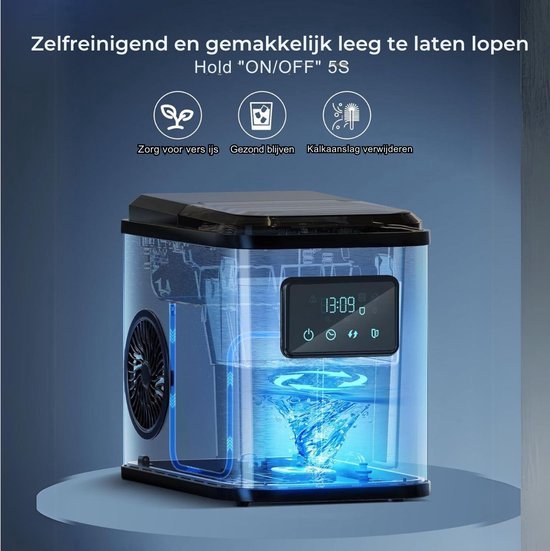 Professionele Ijsblokjesmachine - Crushed Ice Maker - Zelfreinigend - 2L Capaciteit - In Enkele Minuten - LED Display - Modern Design - Zilver van Pro — afbeelding 5