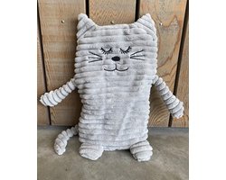 Inwolino warmteknuffel kat / poes 27 cm die in de magnetron opgewarmd kan worden - magnetronknuffel poes - opwarmknuffel warmie kat - knuffel kat - knuffel poes - grijs