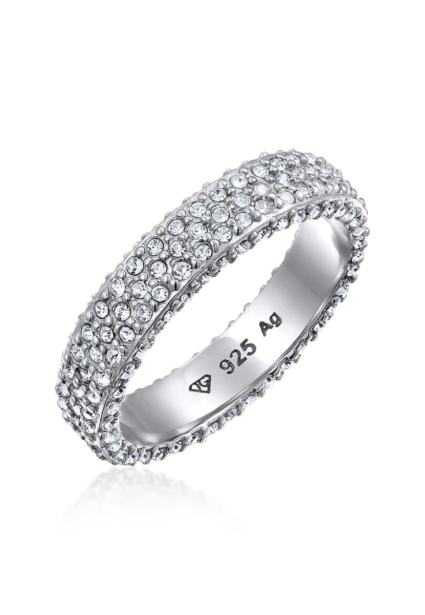 Elli - Ring - Stenen Dames Memoire Glazen Kristallen Xilion Cut Wit 925 Sterling Zilver - Dames