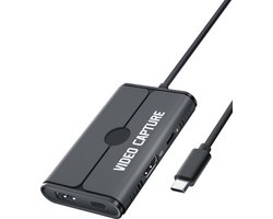 Lemorele AC08-1 - Video Capture Card - 1080P@60Hz - USB C naar HDMI - 100W PD Voeding - Compatibel met PC, Console, Mobiele Apparaten & Stream Deck/Switch - Voor Professionele Streaming en Gaming - Zwart/Donker Grijs