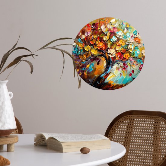 WallCircle® - Papier peint cercle 30x30 cm - Stickers muraux Arbre - Abstrait - Coloré - Fleurs - Cercle mural salon - Cercle mural chambre - Décoration de chambre autocollante - Accessoires de Décoration murale