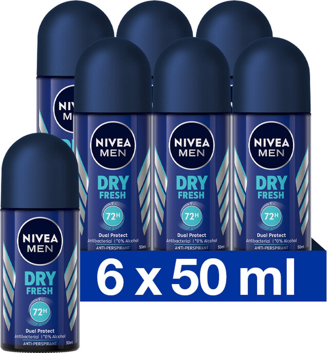 Goedkoopste NIVEA MEN Dry Fresh - 6 x 50ml - Voordeelverpakking - Deodorant Roller