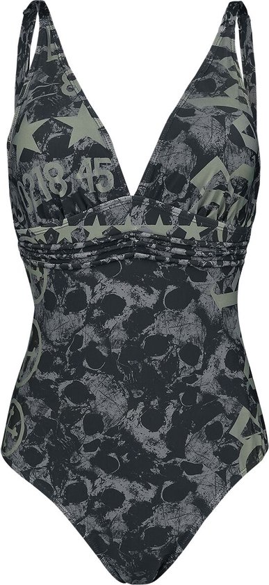Maillot de bain Zwart Rock Rebel by EMP avec motif tête de mort et imprimé Femme - L