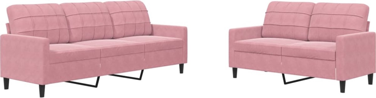 vidaXL - 2-delige - Loungeset - met - kussens - fluweel - roze