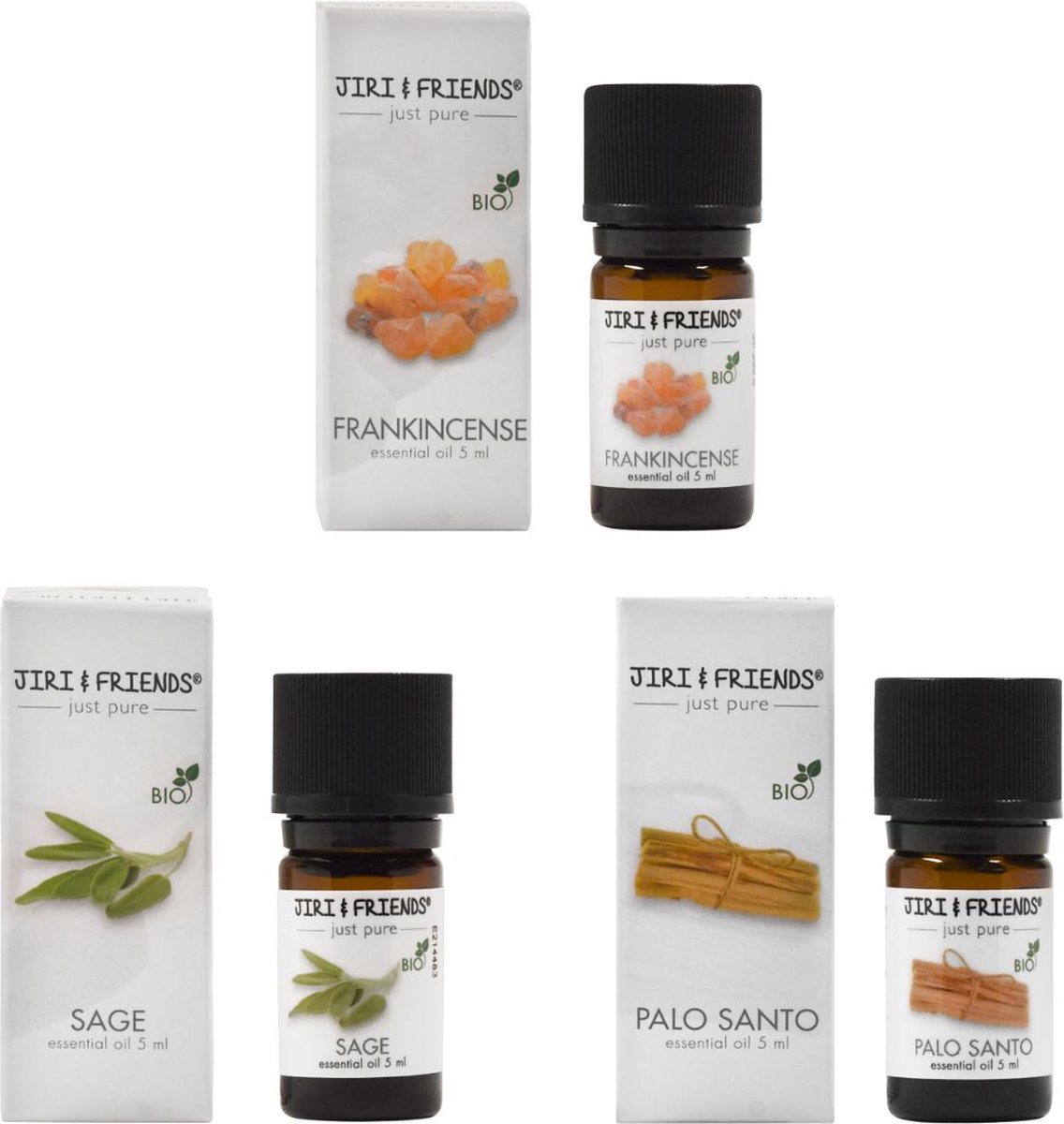 Goedkoopste Jiri & Friends Bio Etherische Olie Voordeelpak Frankincense, Salie, Palo Santo