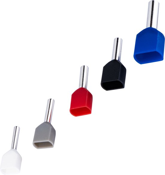 Assortiment d'embouts - 5 tailles de 0,5 mm² à 2,5 mm² - embouts double fil - 225 pièces