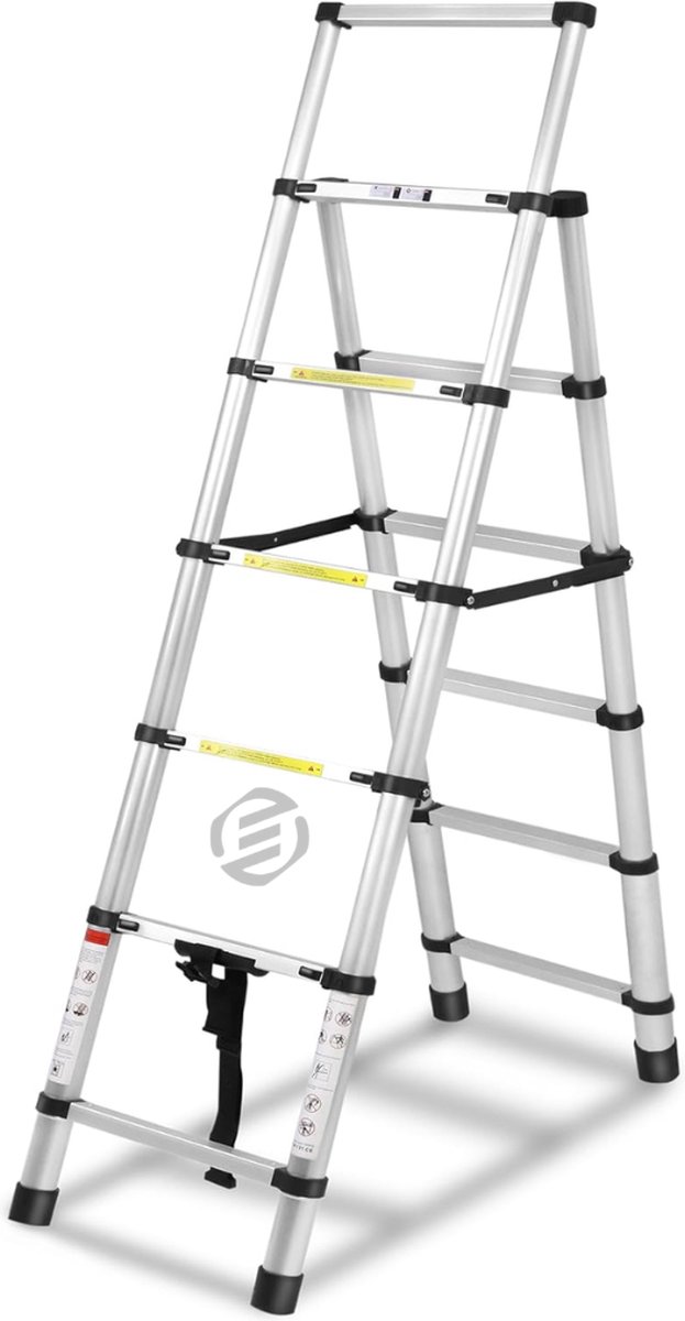 Equivera Huishoudtrap 7 Treden - Keukentrap - Huishoudtrap - Trapladder - Professionele Trap - Inklapbaar - 7 Treden
