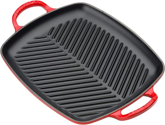 Le Creuset Signature geëmailleerde gietijzeren braadpan met hulpgreep en twee schenktuiten, voor alle soorten kookplaten en ovens, 37 cm, 6.6 liter, oranjerood