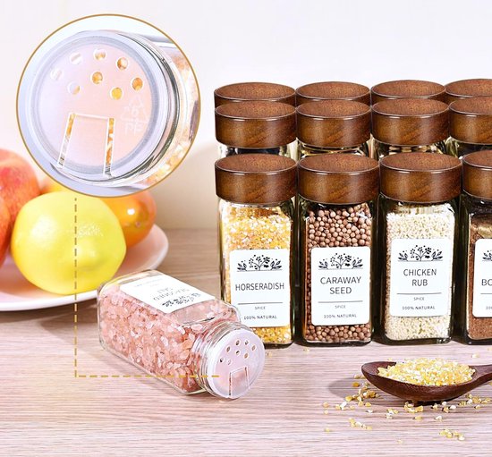 Lot De 24 Pots À Épices Carrés De 120 Ml Avec Entonnoir En