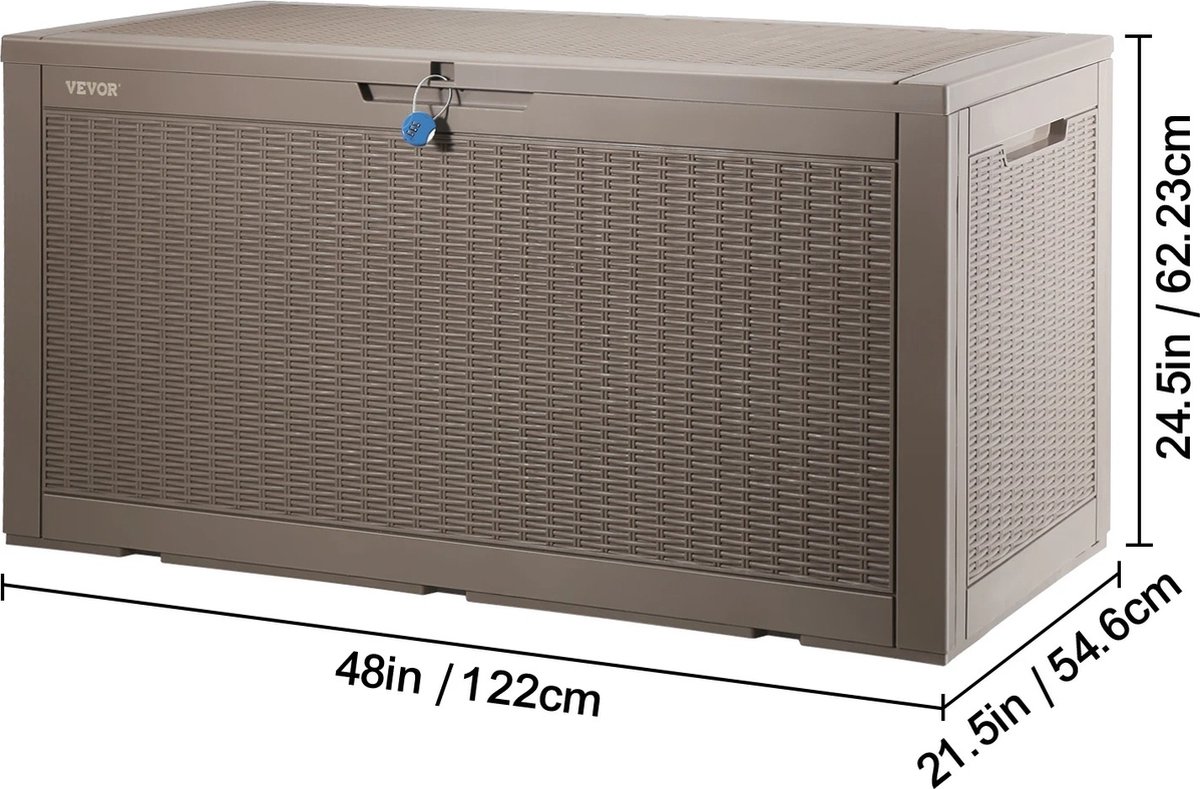 Bol.com Opbergbox Kussens - Opbergbox Met Deksel - Buiten - Waterdicht - Hangslot - Opbergdoos - Tuinkussenbox - Opbergmand - 55... aanbieding