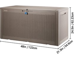 Opbergbox Kussens - Opbergbox Met Deksel - Buiten - Waterdicht - Hangslot - Opbergdoos - Tuinkussenbox - Opbergmand - 550L - 143x67,5x60,5cm - Tuinset