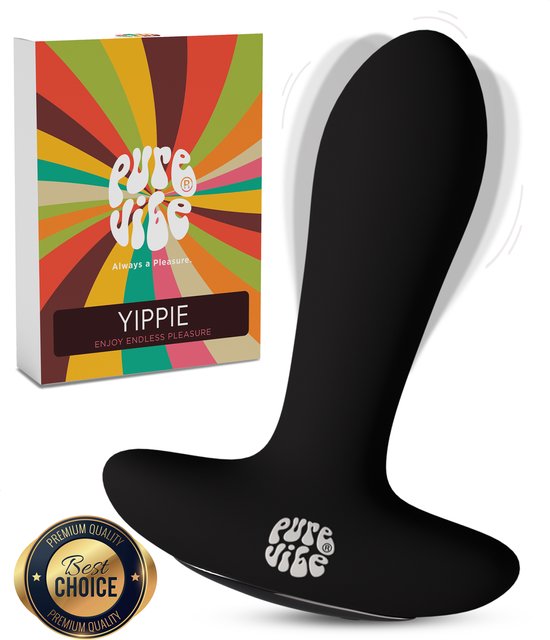 Foto: Purevibe yippie plug intense anaal vibrators premium prostaat vibrator voor mannen whisper stil discreet 10 intense standen betoverende anale speeltjes stijlvolle buttplugs premium sex toys seksspeeltjes buttplug midnight black