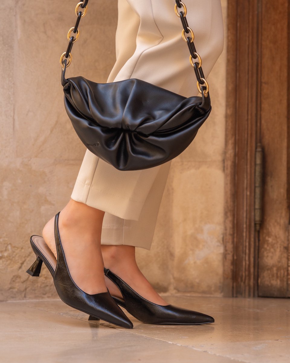 Buonarotti Dames Pumps Slingbacks Zwart Imitatieleer Hakken