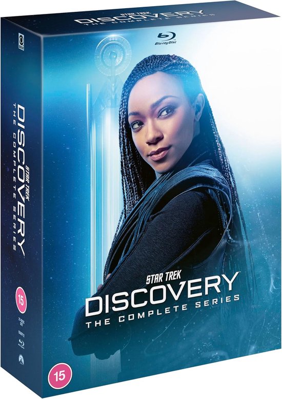Star Trek Discovery: The Complete Series blu-ray box met Michael Burnham met lange vlechten.