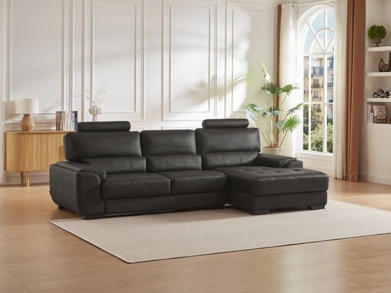 Foto: Linea sofa hoekbank van leer metropolitan ii zwart hoek rechts l 275 cm x h 94 cm x d 152 cm