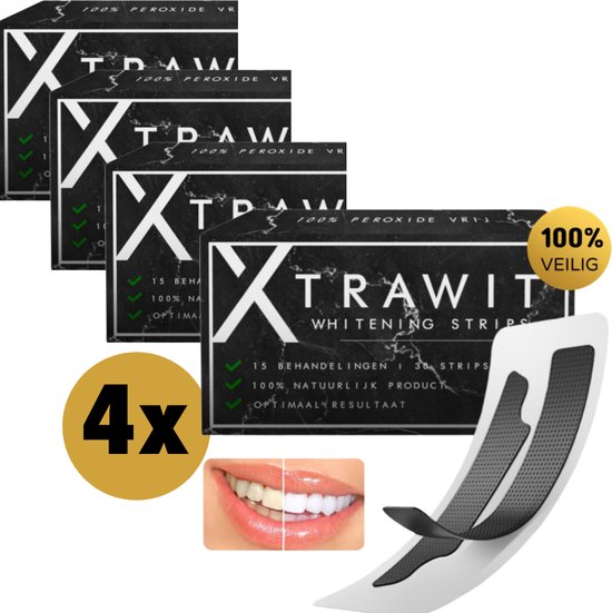 Foto: Tanden bleken tandenbleekset 4 x whitening strips tandenblekers tandenbleken tanden bleekstrips teeth whitening strips tandenbleek set van 4 verpakkingen