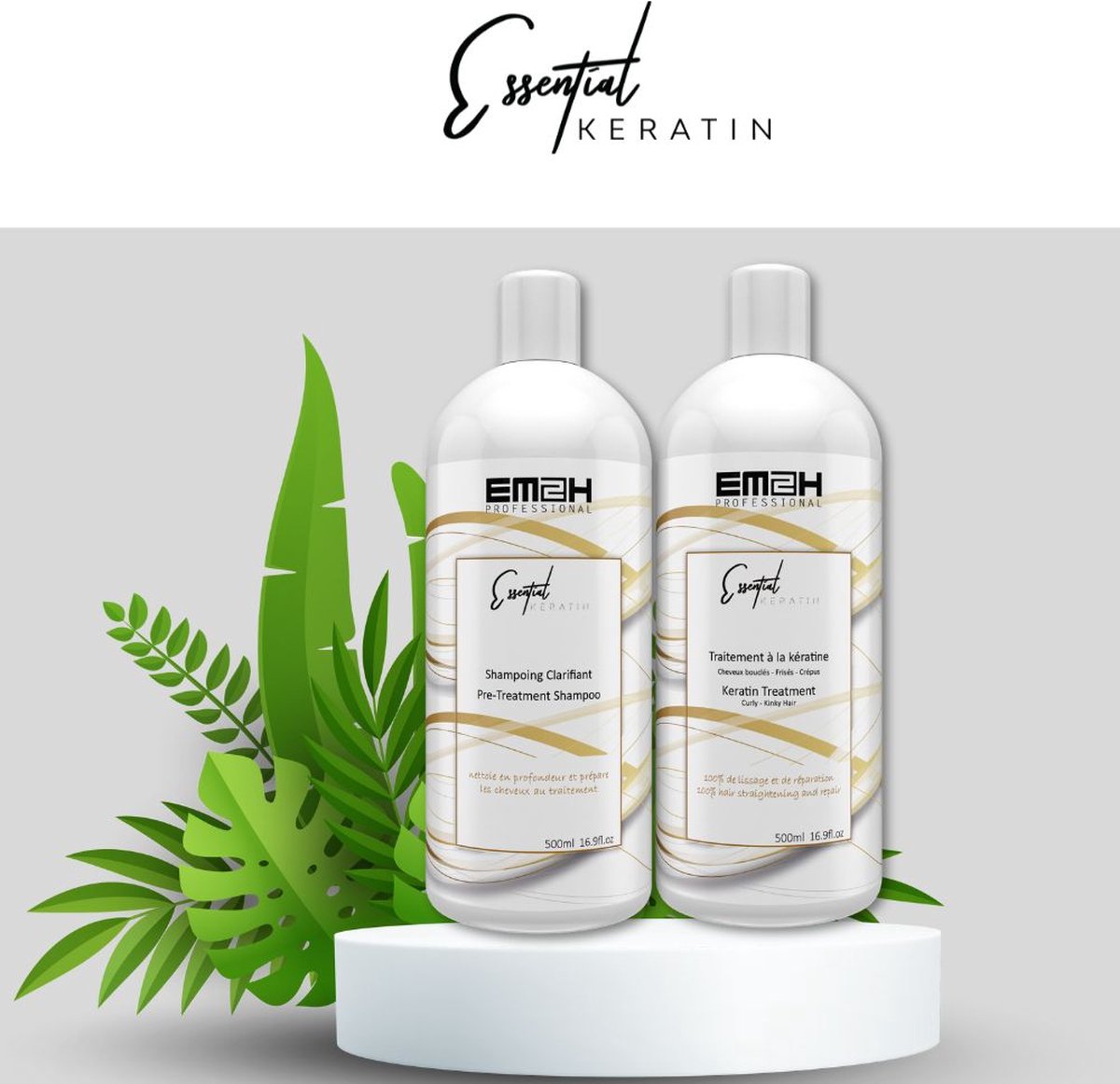 Essential Keratin - Braziliaanse keratinebehandeling voor kroeshaar - Kit 2x 500ml