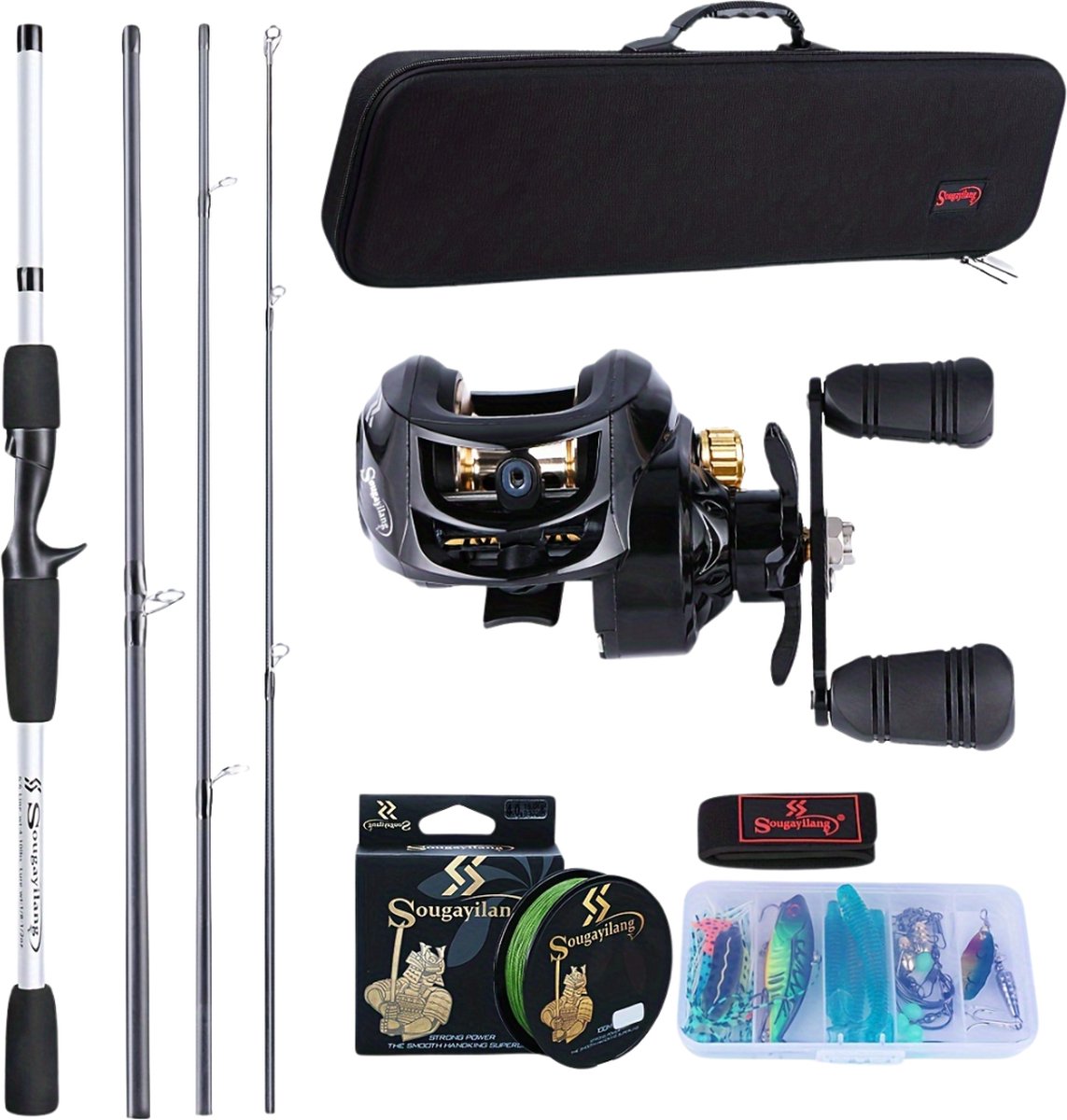 Bovista Visspullen - Viskoffer - Tacklebox - Kunstaas - Vis Accessoires - Hengelsport - Spullen - Roofvis - Karper - Snoek - Zwart Linkerhand