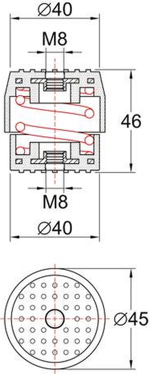 Soleco trillingsdemperset Bruin 70-120kg M8 (2x Wit + 2x Rood) — afbeelding 5