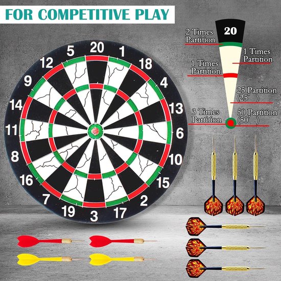 Professioneel dartbordenset met 10 darts - Stalen en kurk dartbord - Klassieke dartborden - Topkwaliteit Dartbord van Merkloos — afbeelding 5
