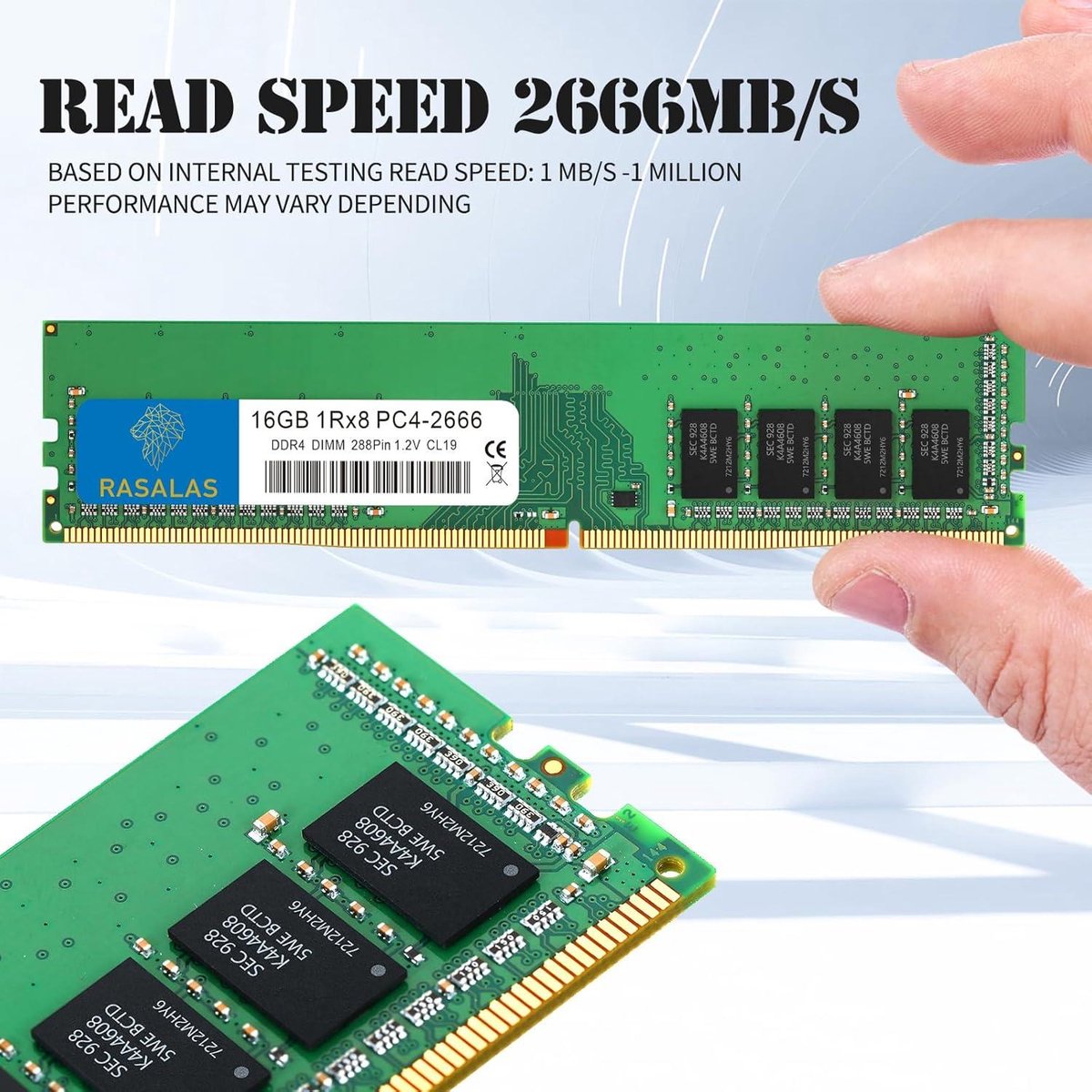 16 GB 2666 MHz DDR4 PC4-21300 Desktop RAM Upgrade - Niet-ECC Niet-gebufferd 1.2V CL19 1Rx8 Enkele Rank 288 Pin