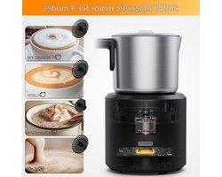 Milk Frother with 4 Functions - Hot Milk, Hot Chocolate, Cappuccino - Removable Stainless Steel Cup - 500 ml - Dishwasher Safe
