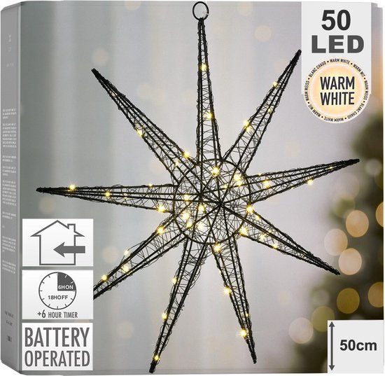 Lichtgevende Ster Zwart 50 LED Hangende 50 cm - Kerstverlichting - Lichting - Kerst - Lampjes