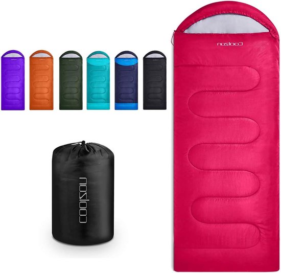 Yarmiene 4-seizoenen slaapzak voor volwassenen en kinderen, compact en ultralicht, voor kamperen en wandelen, draagbaar, rechthoekig, zwart en grijs