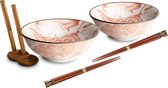 Bol.com Luxe - Ramenbowlset - Draak Rood - 2 Persoons - Ramen bowl set - 6 Delig - Ø22 cm H9 cm - Ramen - Ramen bowl - Noodles -... aanbieding