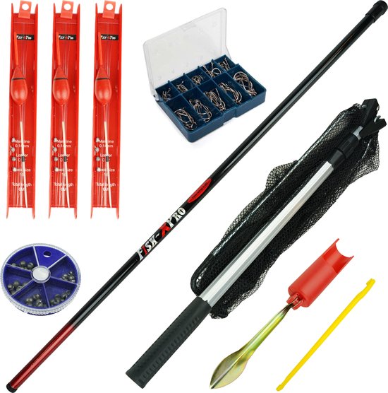 Fish-Xpro Ready To Go hengelset 4,00m - Telescoop Vishengel 4m - Vaste Hengel - Incl. Hengelsteun - Schepnet - Opbergdoos - Vis tuigjes - Vishaken - Vislood - Hakensteker van Merkloos — afbeelding 5