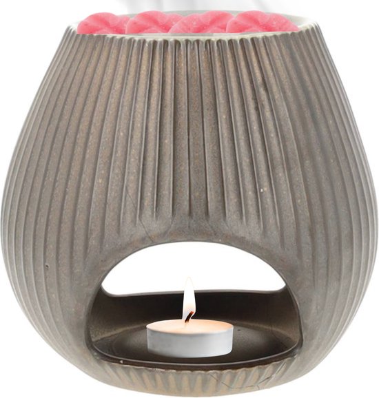 Scentchips ® Oval Low - Brûleur de cire - Brûleur de parfum - Brûleur à mazout - Brander de Cire fondue - Brûleur d'arômes - Convient également aux huiles essentielles - Huile parfumée - Cubes de cire - Bronze