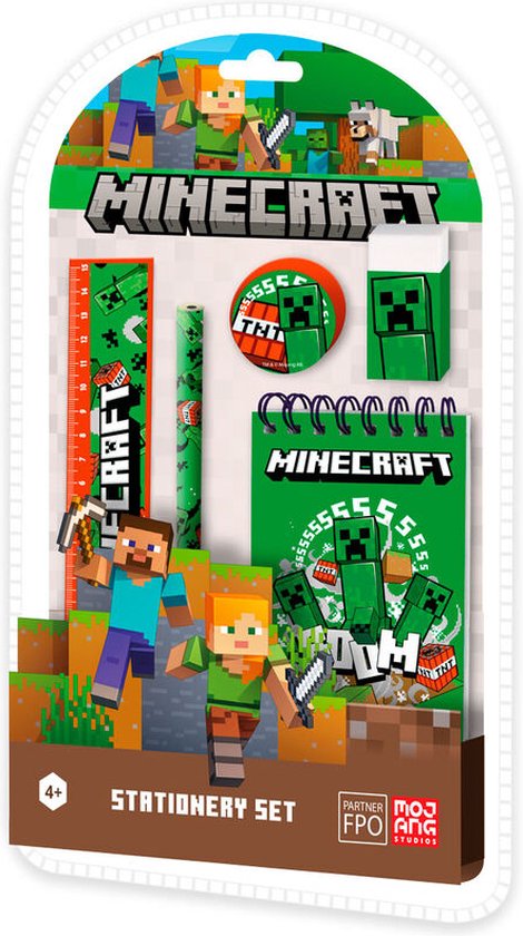 Foto: Minecraft schrijfwarenset groen 5 delig schoolset schoolspullen