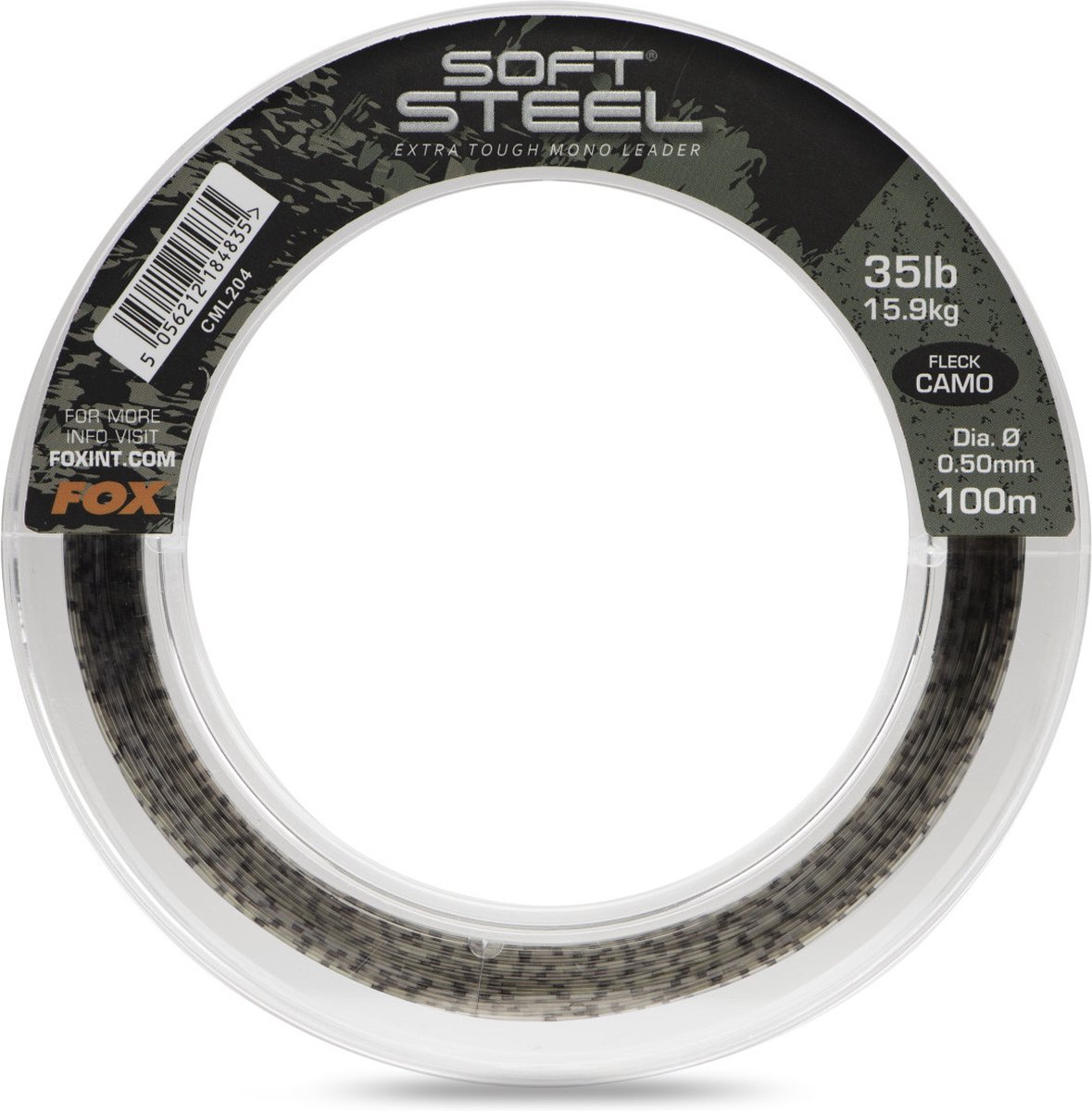 Fox Soft Steel Fleck Camo Leader - Maat : 100m - 45lb