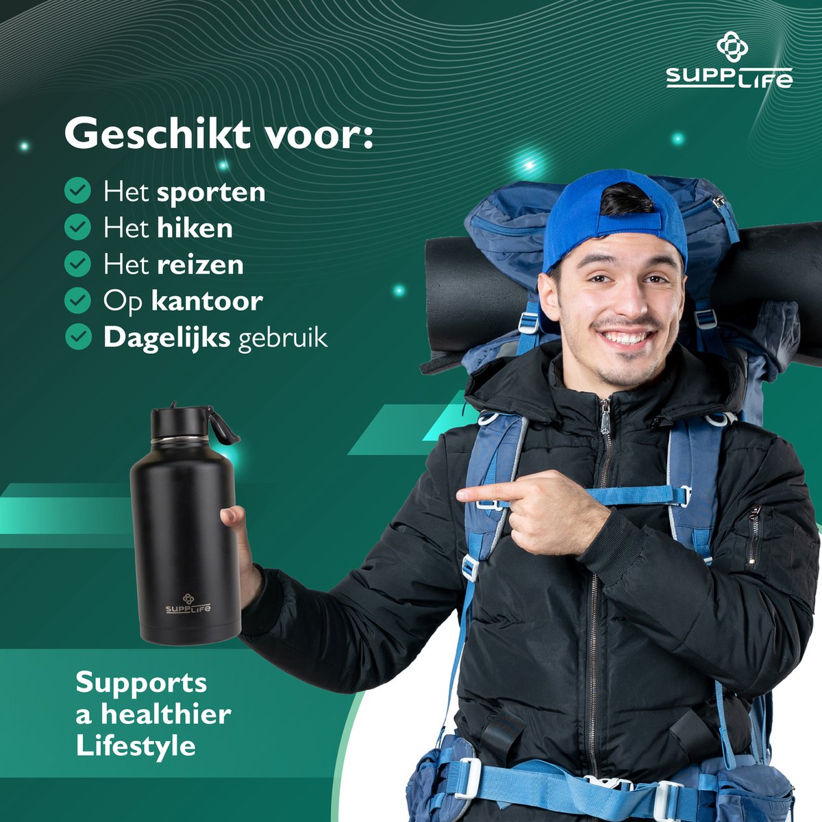 Dubbelwandige thermosfles | met thermometer | 450ML bedrukken