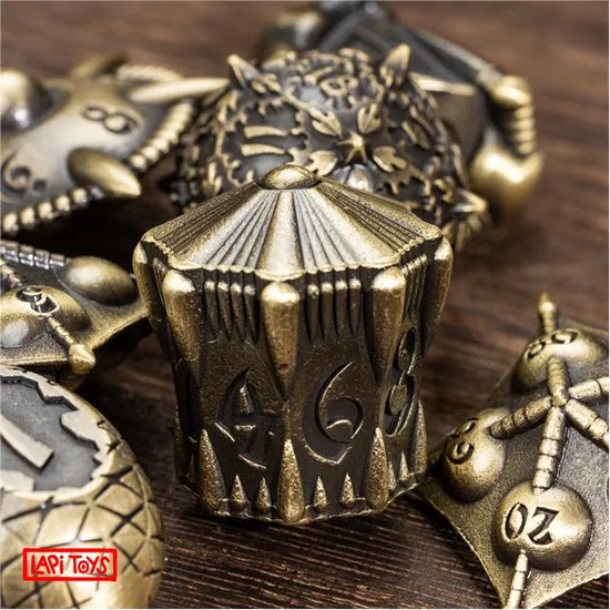 Haxtec Mini Metalen DND Dobbelstenen Set Met Brons Hollow D20