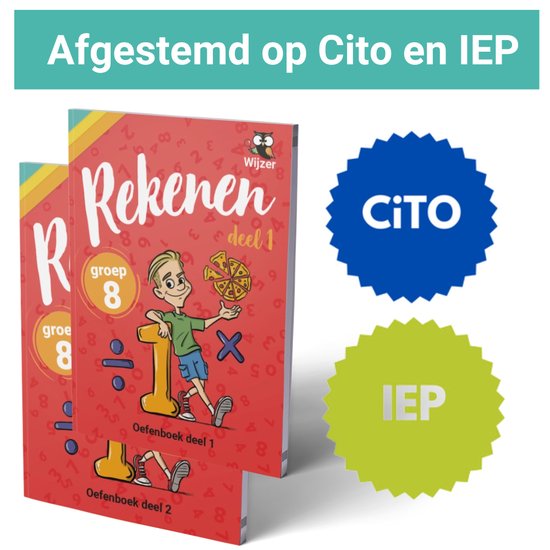 Rekenen Groep 8 Oefenboeken Set - Deel 1 + Deel 2 - Afgestemd op Doorstroomtoets groep 8, Leerling in Beeld (Cito) en IEP-toets, IEP-Toets, Route 8 en Dia - Wijzer over de Basisschool