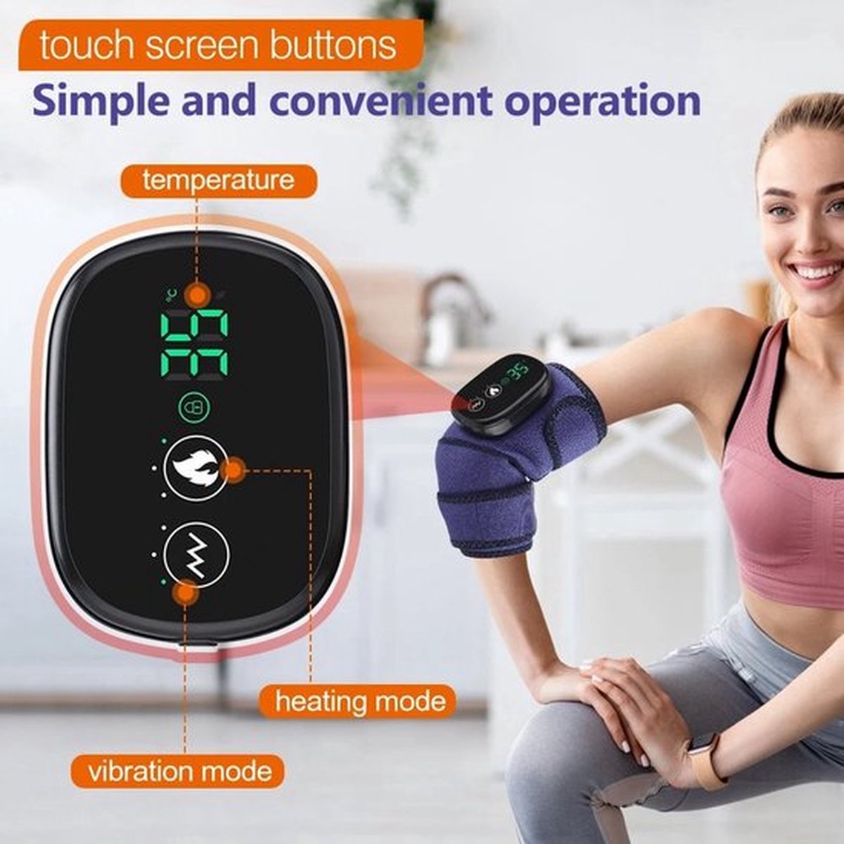 Afbeelding 3 van Leba massage Apparaat - Massage - Knie Massage Apparaat - Gewrichtsmassage - Schouder massage - Knie massage - Elleboog Massage - Draadloos - 3 in 1 - Zwart