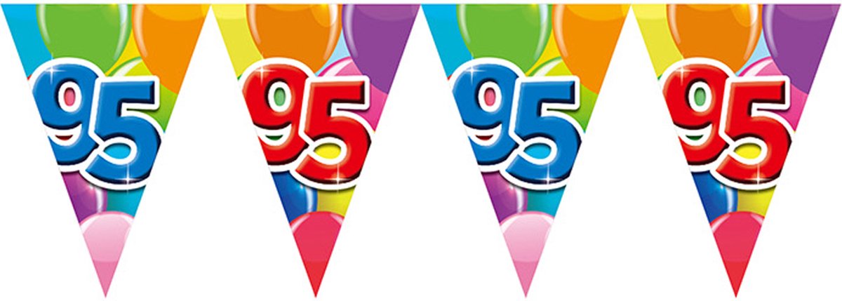 3x Vlaggenlijn 95 jaar 10 meter - Verjaardag Feestje Vlag Vlaggen Versiering Slinger Feestdecoratie Decoratie