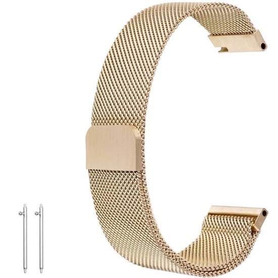 Foto: 20mm universele magnetische horlogeband goud smartwatch band vervangende polsband met pushpins vervangingsbandje 20mm roestvrij staal hoogwaardig en duurzaam universele pasvorm voor smartwatches sterke magneetsluiting milanese