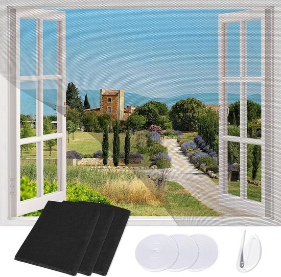 Foto: 3 pack windows fly screen diy zelfklevende klamboe voor windows verstelbare raam scherm gaas voor insecten insecten vliegen gesneden om de gewenste grootte 1 3 m x 1 5 m zwart 