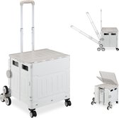 Bol.com Relaxdays vouwkrat op wielen - traploper - met deksel - tot 50 kg - boodschappenkrat aanbieding