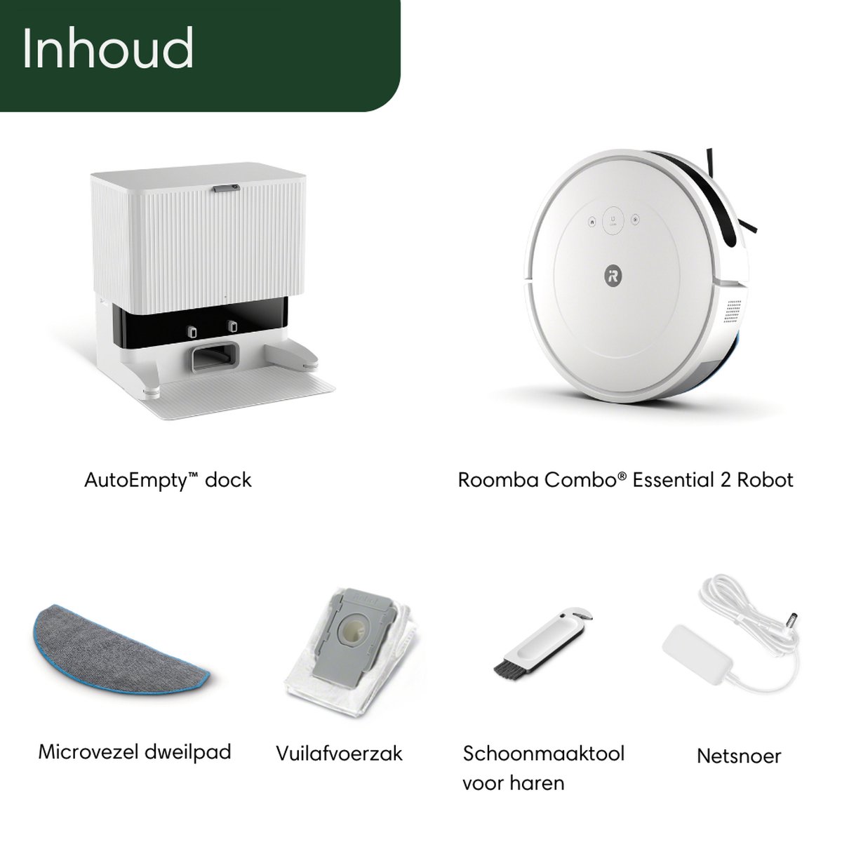 Afbeelding 3 van iRobot Roomba Combo® 2 Essential + AutoWash Dock - Robotstofzuiger met Dweilfunctie - Wit- Y0512