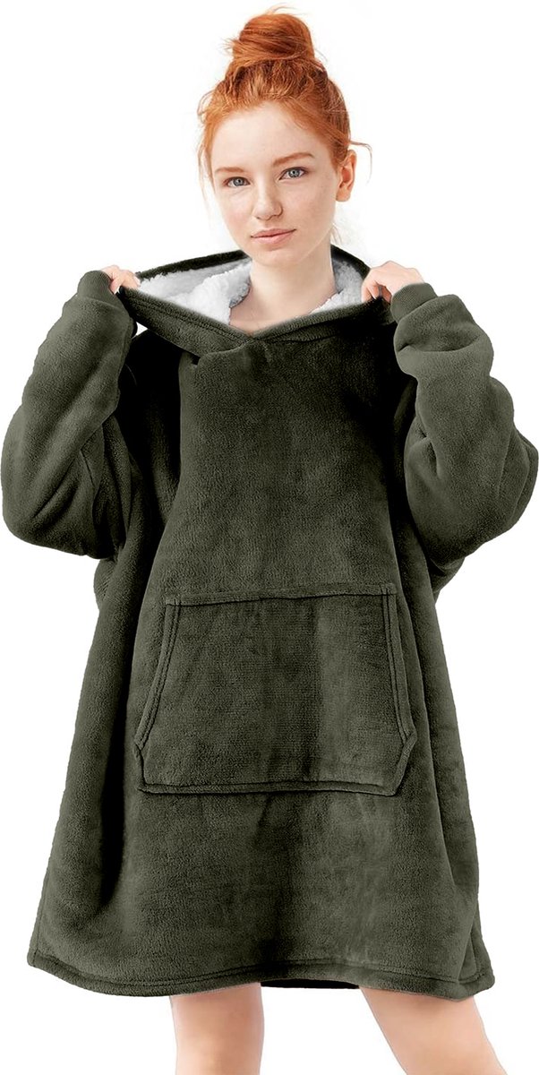 Zoem - Fleece deken met mouwen Groen - inclusief fleece sokken - fleece plaid - sweater - 280 gsm — cadeau in Wonen & Interieur - foto 2