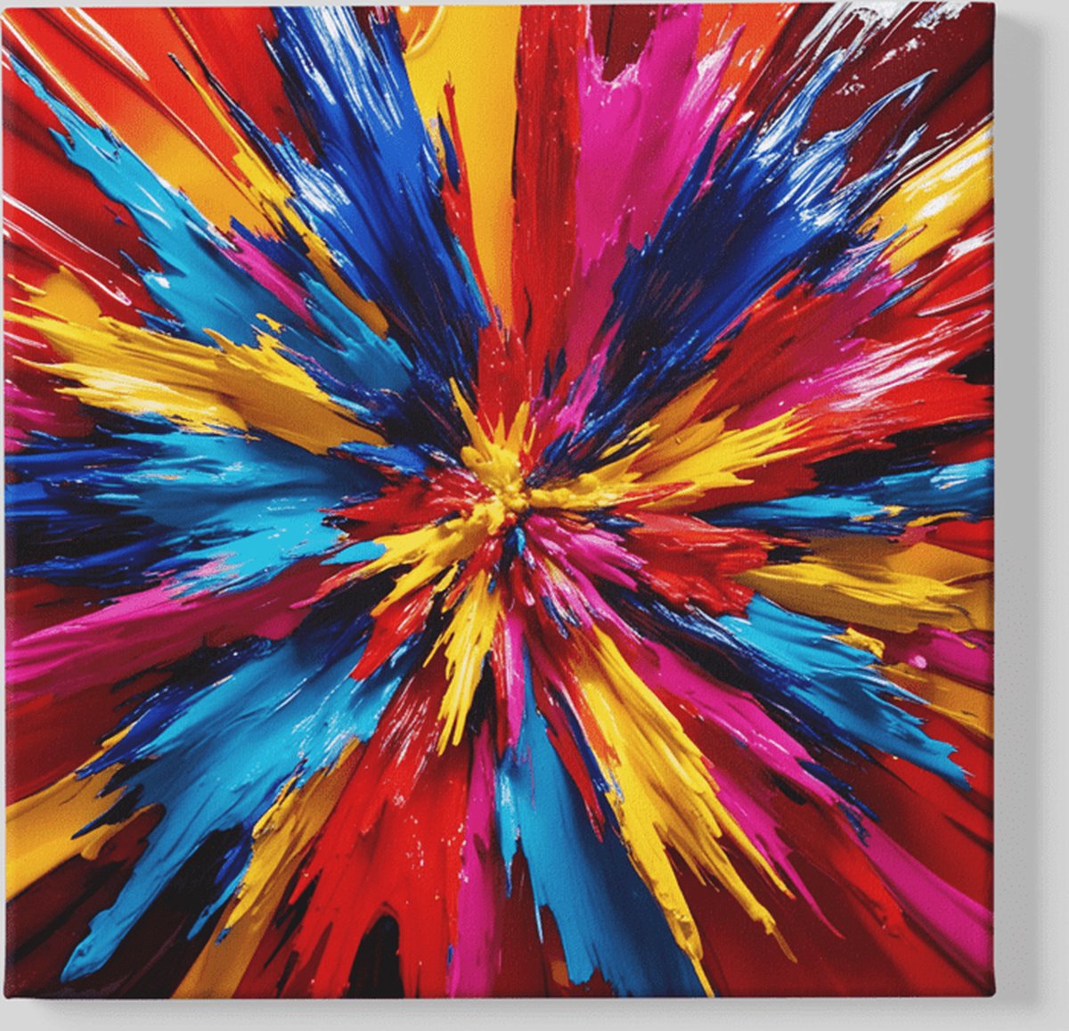 Trendex Global Vierkant Canvas Schilderij - Kleurrijke Abstract - 100x100x2 cm